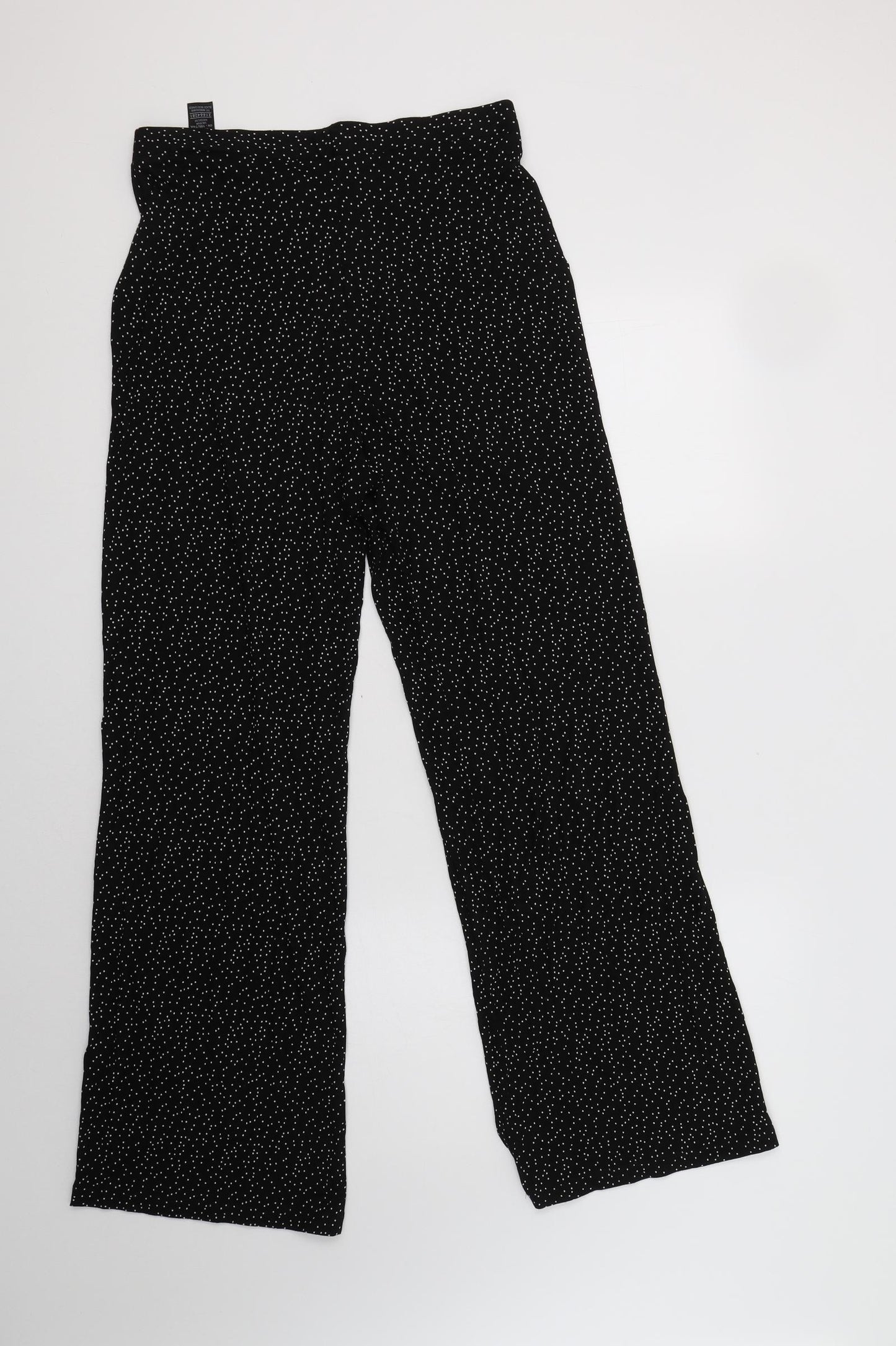 M&S Womens Black Polka Dot Viscose Trousers  Size 12 L29 in Regular
