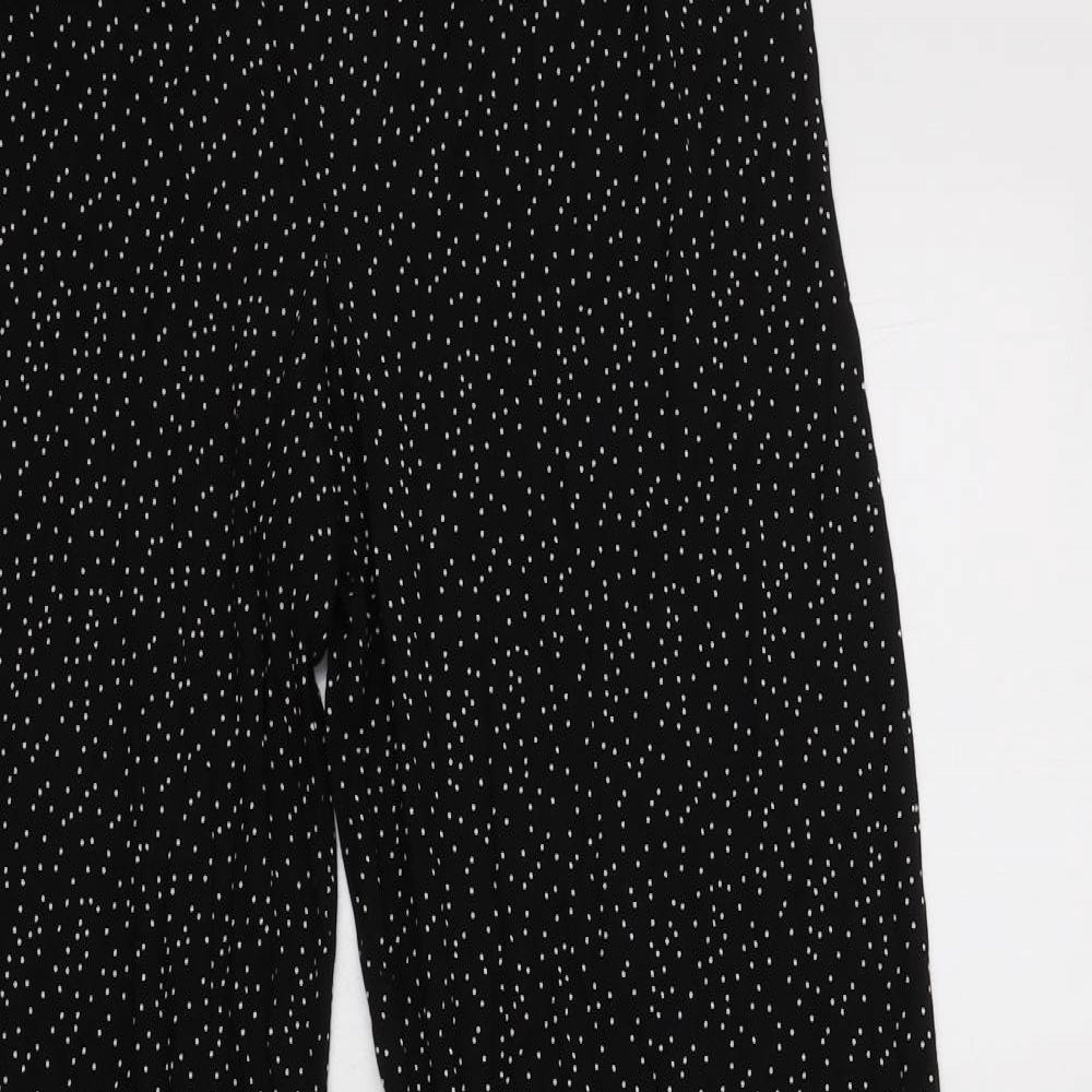 M&S Womens Black Polka Dot Viscose Trousers  Size 12 L29 in Regular