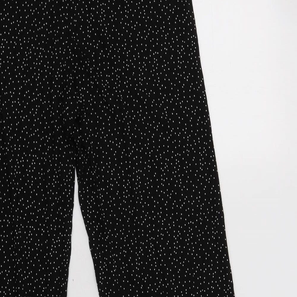 M&S Womens Black Polka Dot Viscose Trousers  Size 12 L29 in Regular