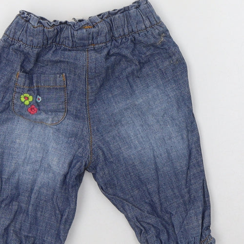 NEXT Baby Blue  Cotton Jogger Jeans Size 3-6 Months  Drawstring - Bunny