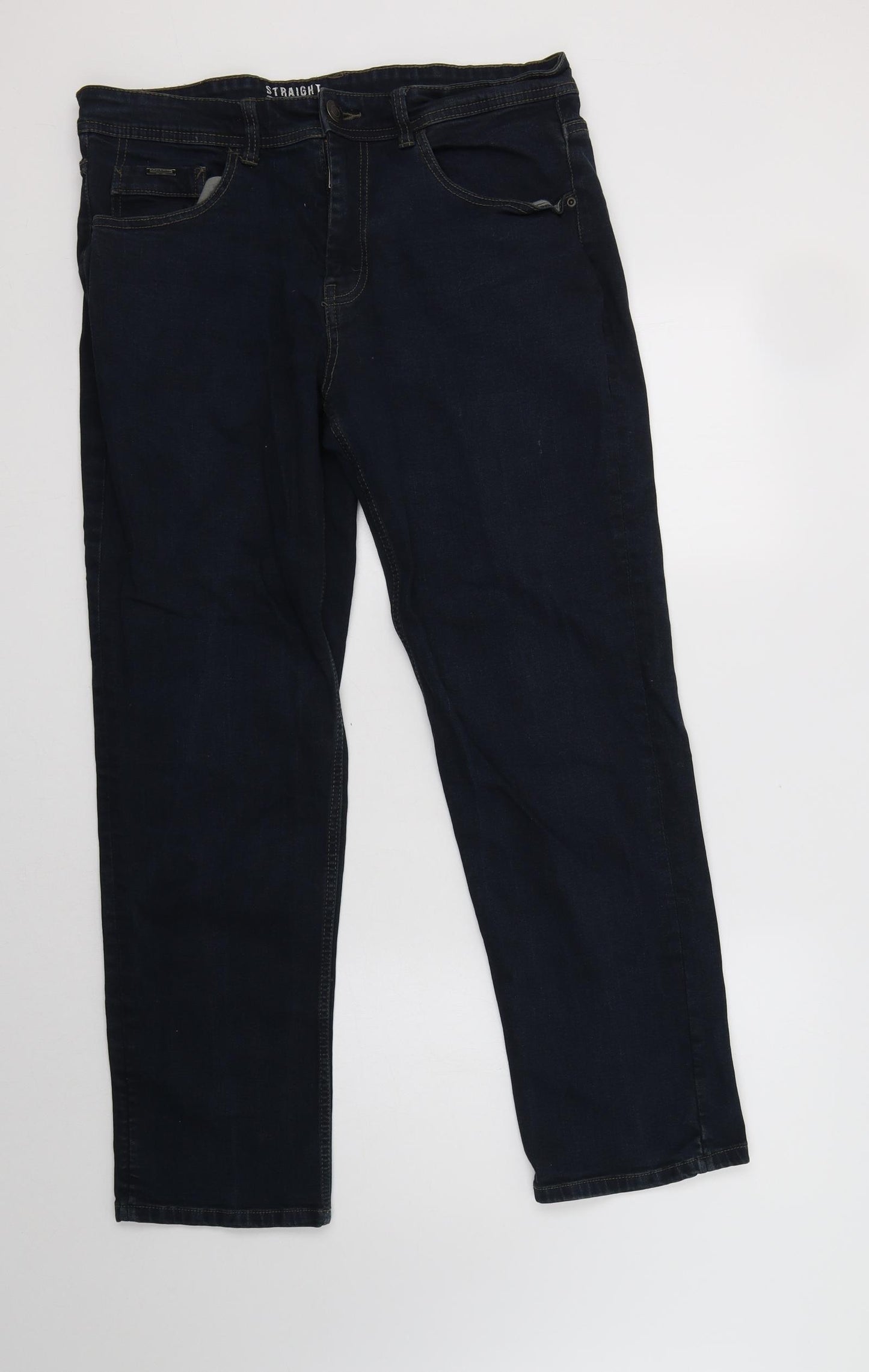 George Mens Blue  Cotton Straight Jeans Size 36 L30 in Regular Button