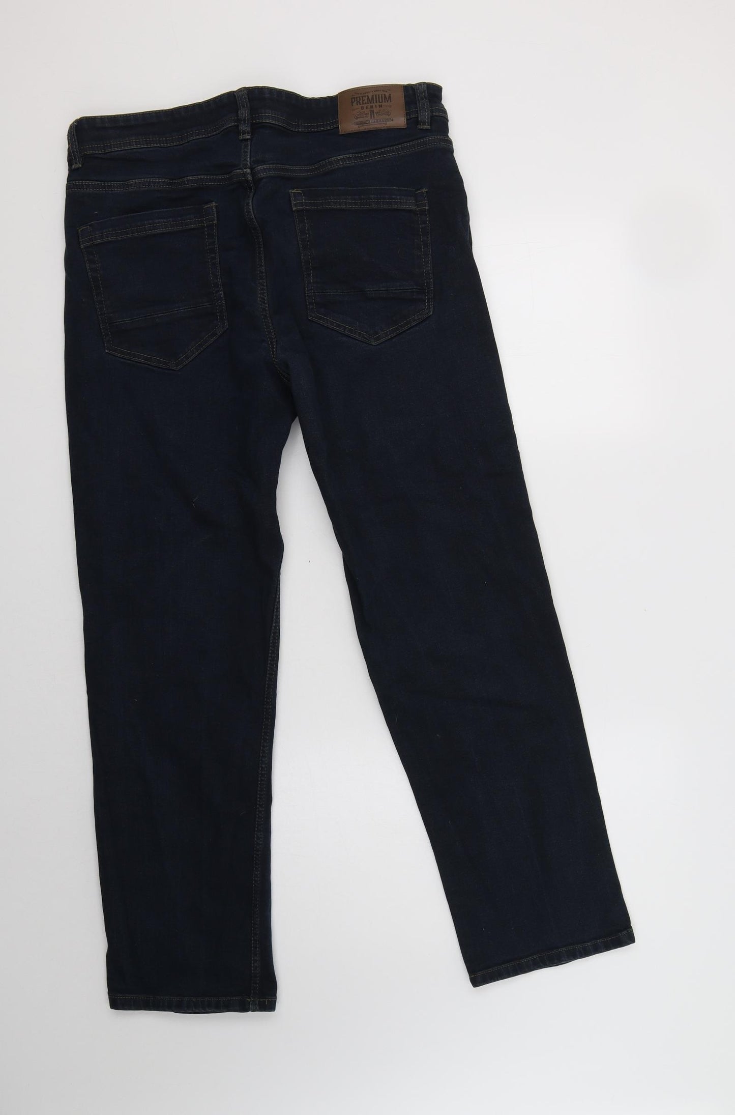 George Mens Blue  Cotton Straight Jeans Size 36 L30 in Regular Button