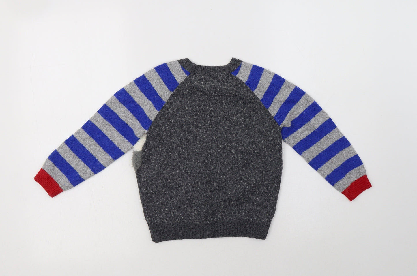 Mini Boden Boys Multicoloured Crew Neck Striped Polyester Pullover Jumper Size 4-5 Years   - Wolf