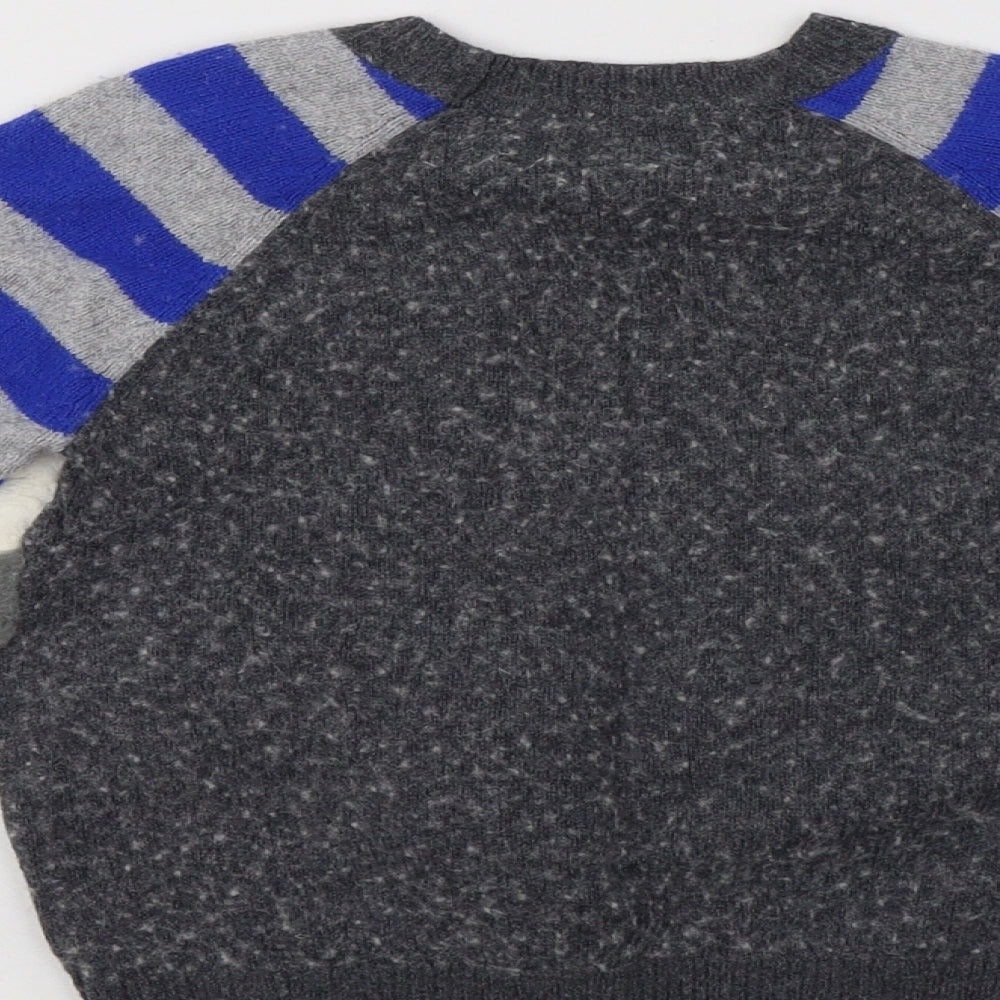 Mini Boden Boys Multicoloured Crew Neck Striped Polyester Pullover Jumper Size 4-5 Years   - Wolf