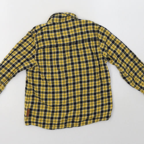 NEXT Boys Yellow Check Cotton Basic Button-Up Size 4-5 Years Collared