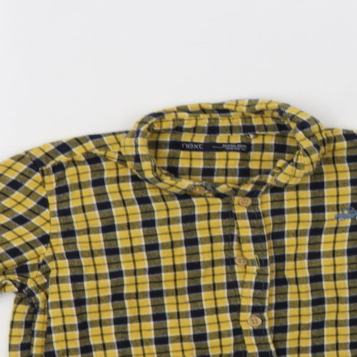 NEXT Boys Yellow Check Cotton Basic Button-Up Size 4-5 Years Collared