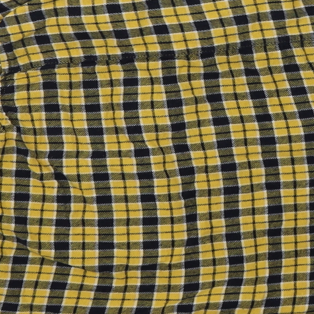 NEXT Boys Yellow Check Cotton Basic Button-Up Size 4-5 Years Collared