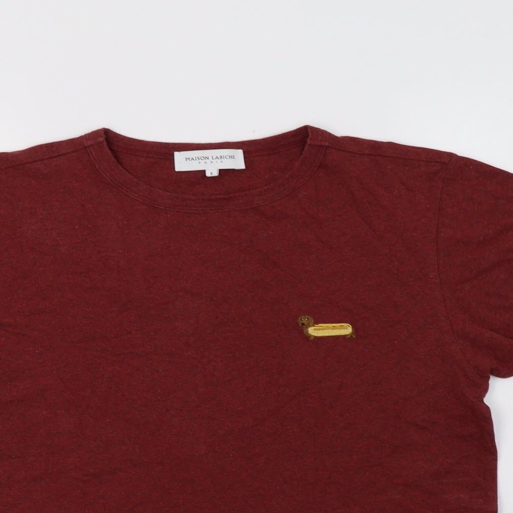 Maison Labiche Mens Red  Cotton  T-Shirt Size S Crew Neck  - Sausage Dog