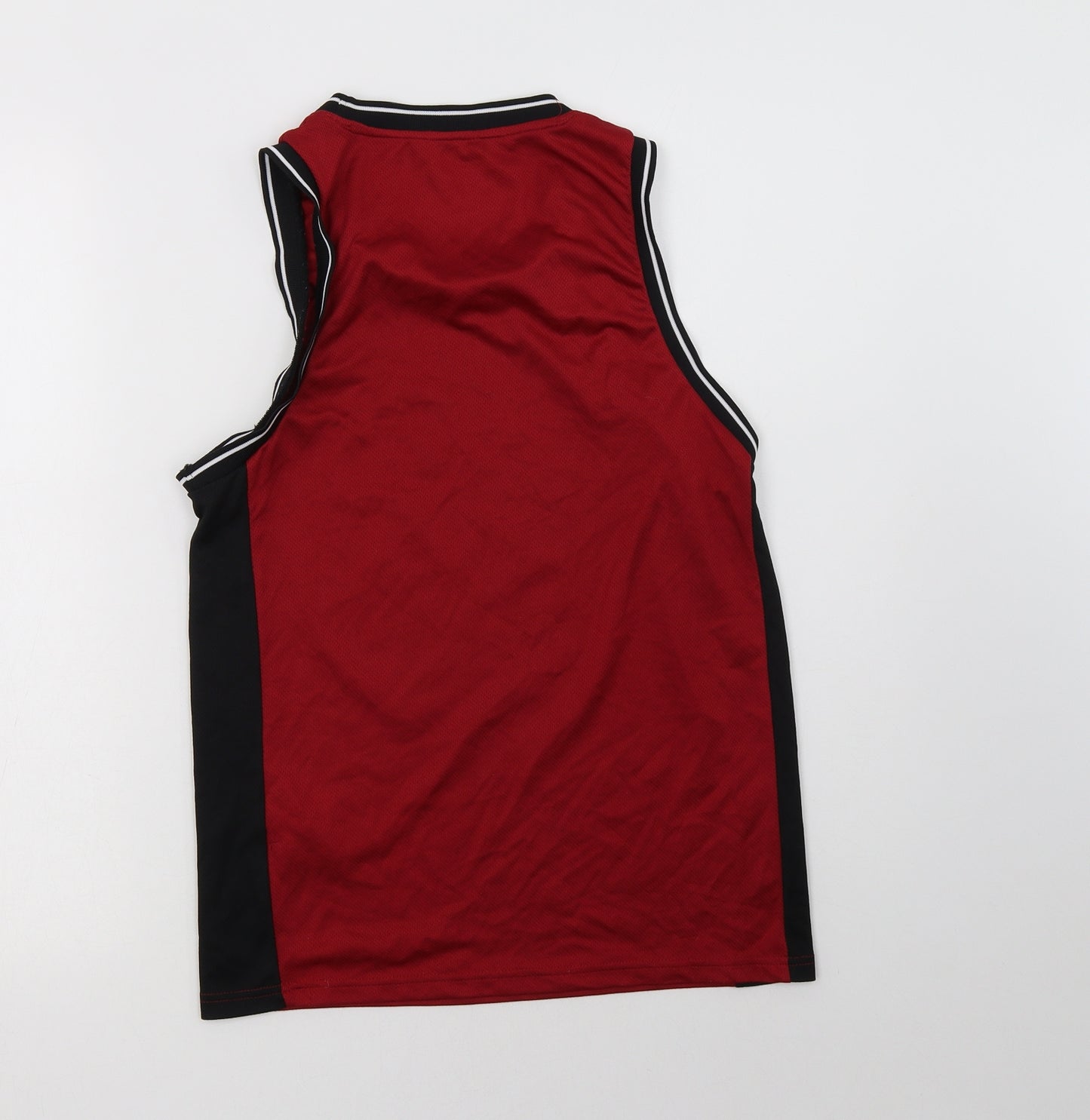 Pep & Co Mens Red  Polyester Basic Tank Size S Round Neck
