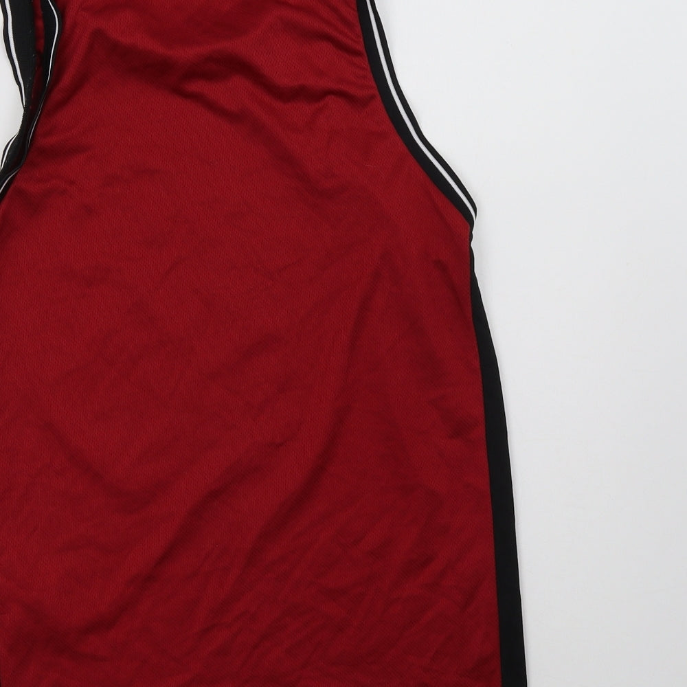 Pep & Co Mens Red  Polyester Basic Tank Size S Round Neck