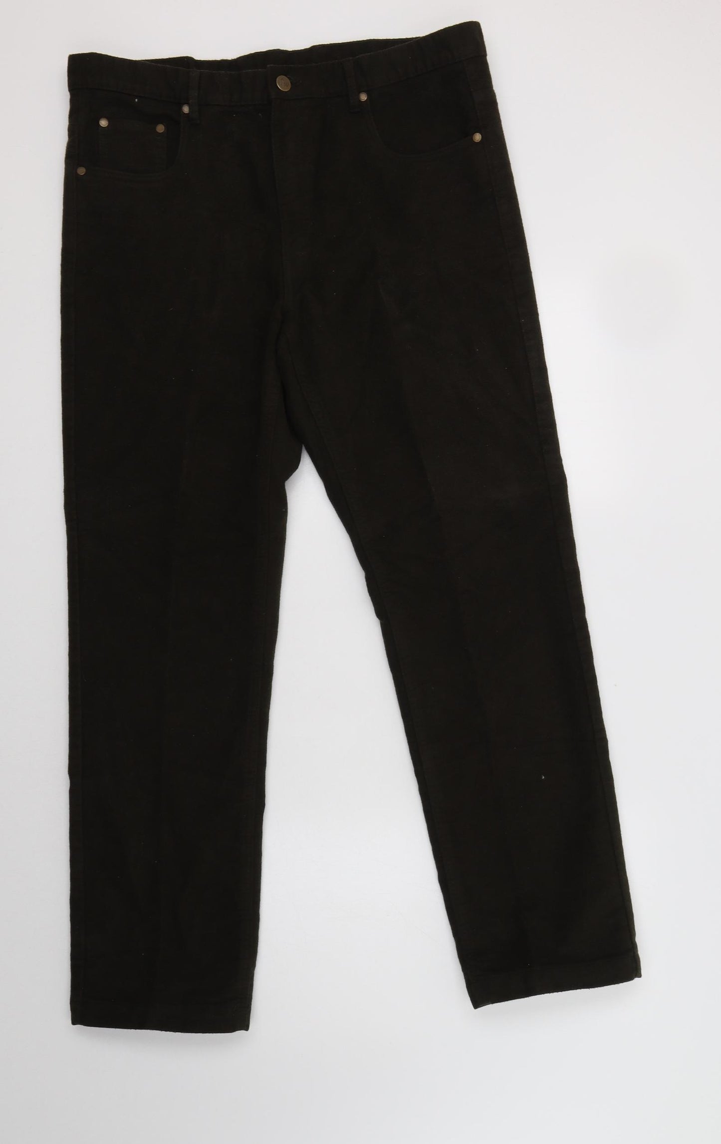 Samuel Windsor Mens Green  Cotton Trousers  Size 36 L31 in Regular Button