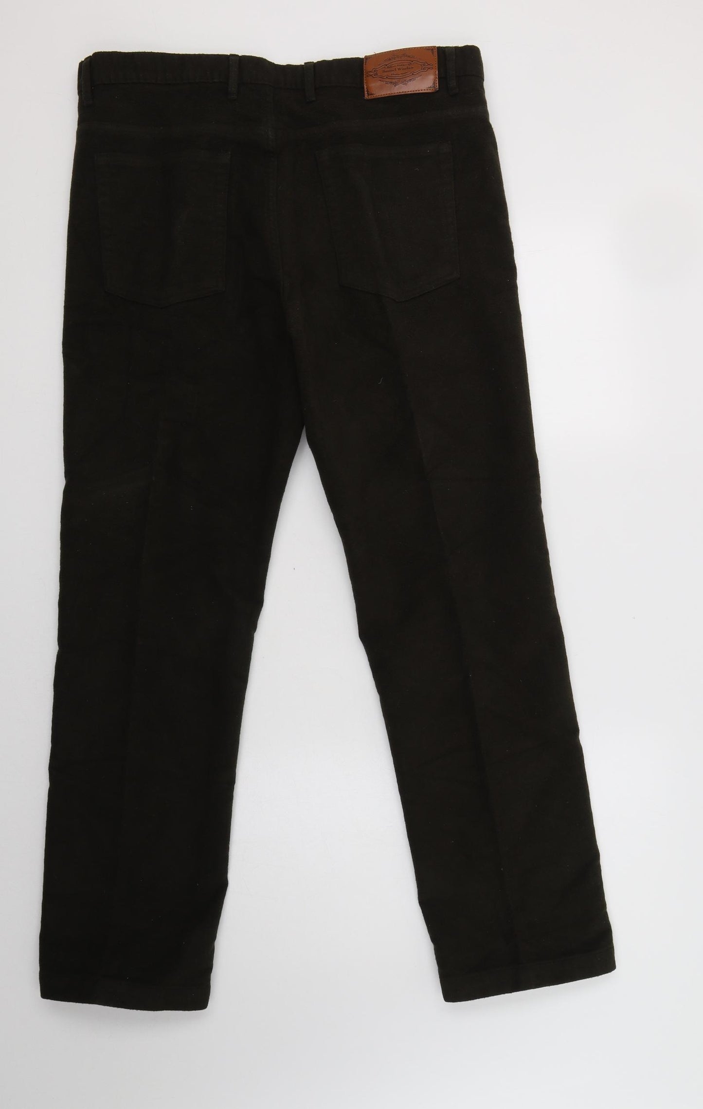 Samuel Windsor Mens Green  Cotton Trousers  Size 36 L31 in Regular Button
