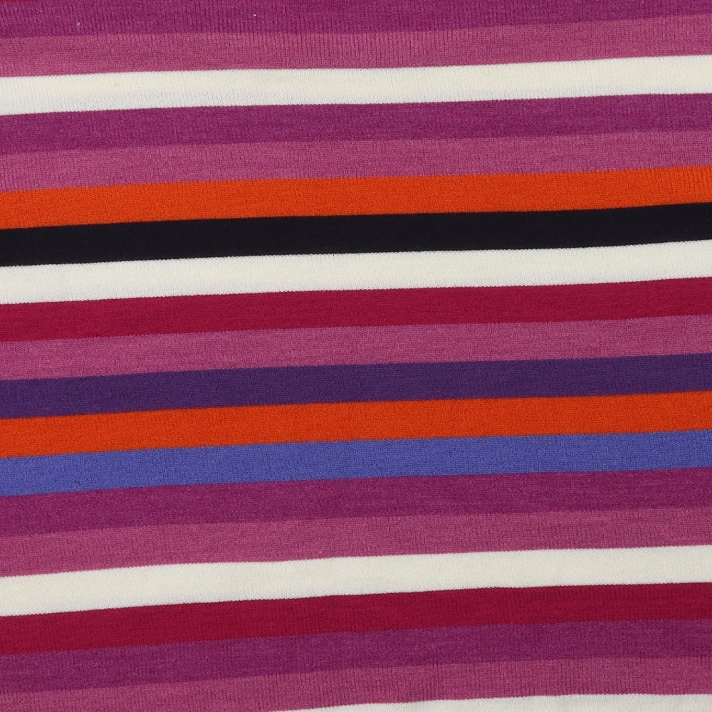 Bonmarché Womens Multicoloured Crew Neck Striped Acrylic Pullover Jumper Size 14