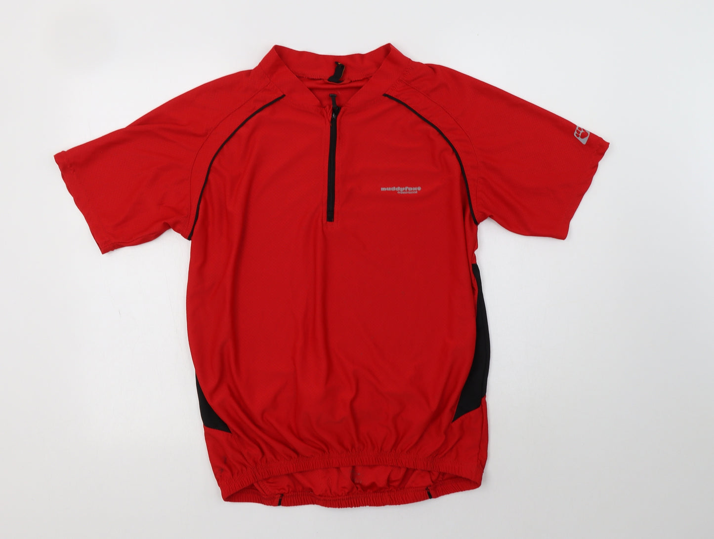 Muddy Fox Mens Red  Polyester Basic T-Shirt Size L Henley Zip