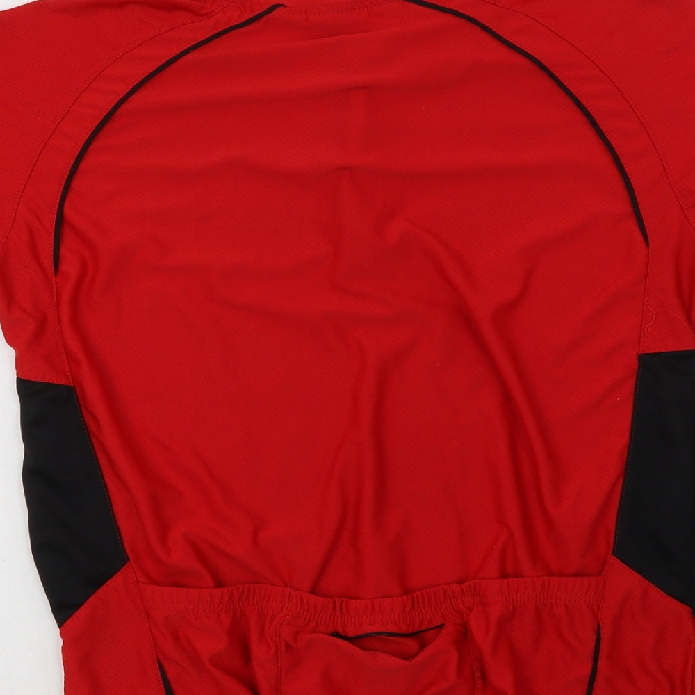 Muddy Fox Mens Red  Polyester Basic T-Shirt Size L Henley Zip