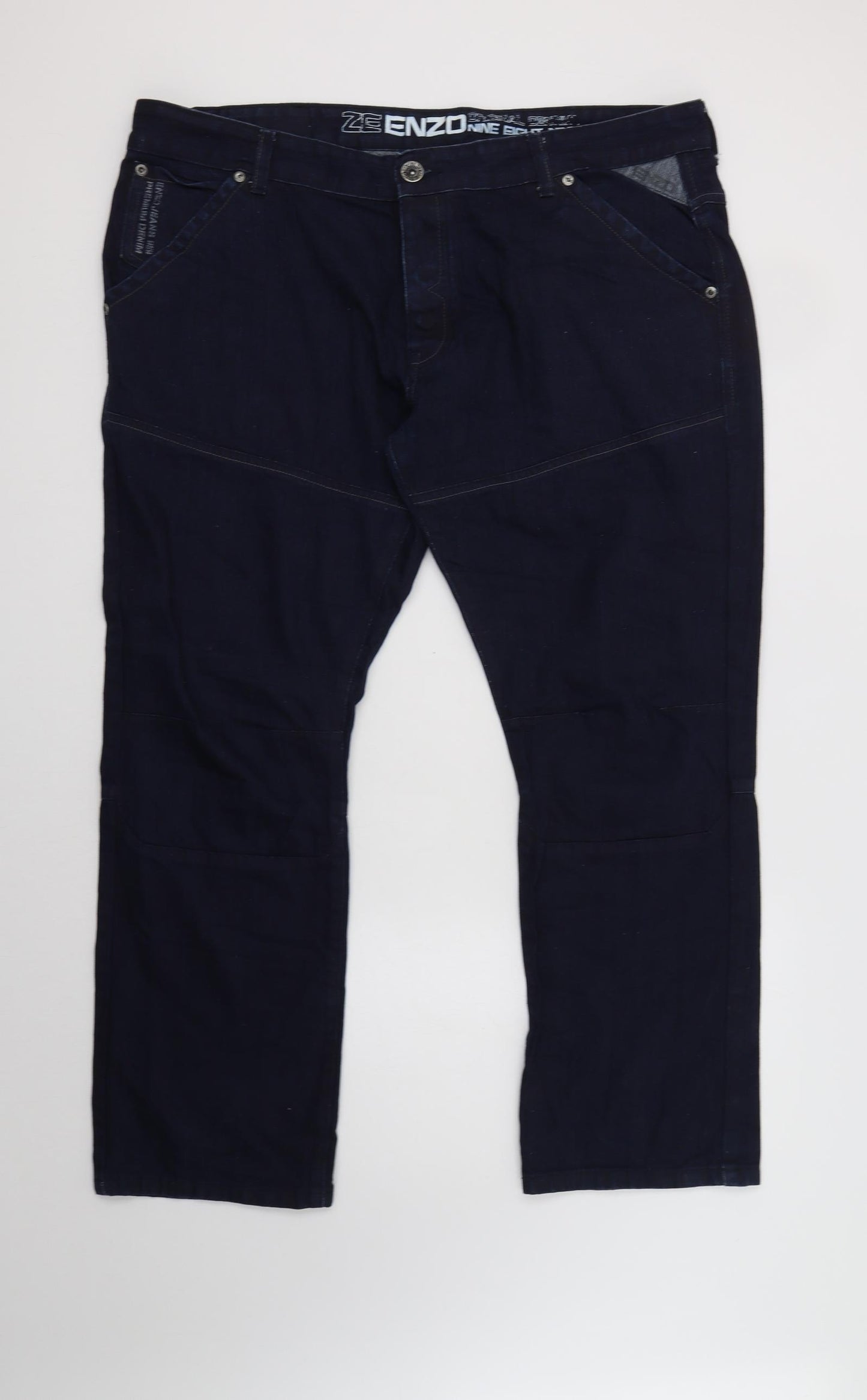 ZEEENZO Mens Blue  Cotton Straight Jeans Size 42 L30 in Regular Button