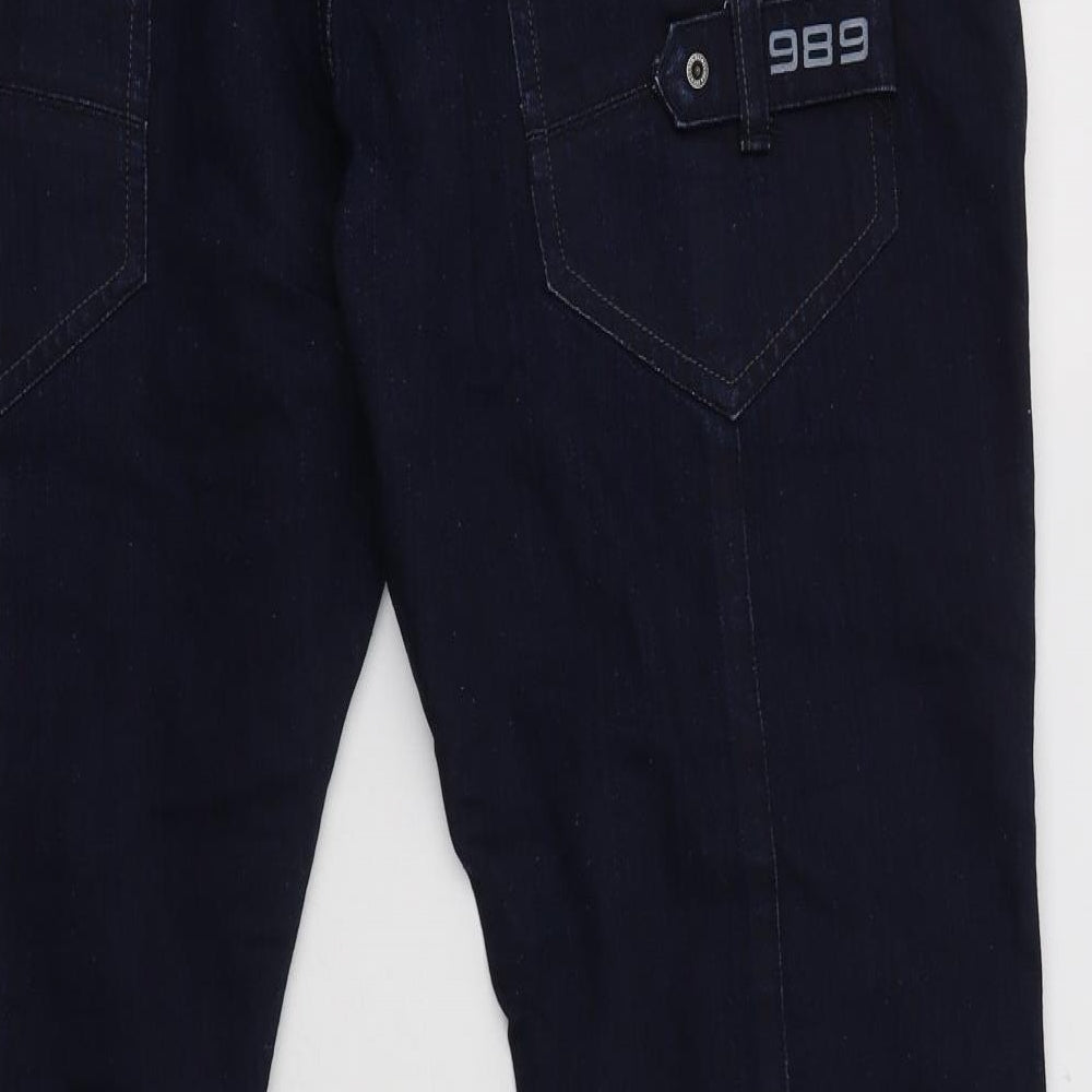 ZEEENZO Mens Blue  Cotton Straight Jeans Size 42 L30 in Regular Button