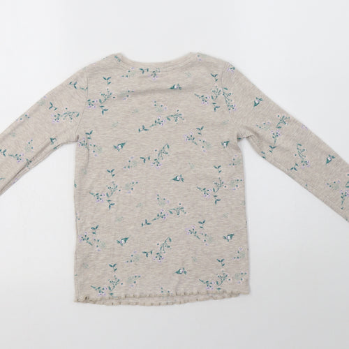 George Girls Beige Floral Cotton Top Pyjama Top Size 5-6 Years