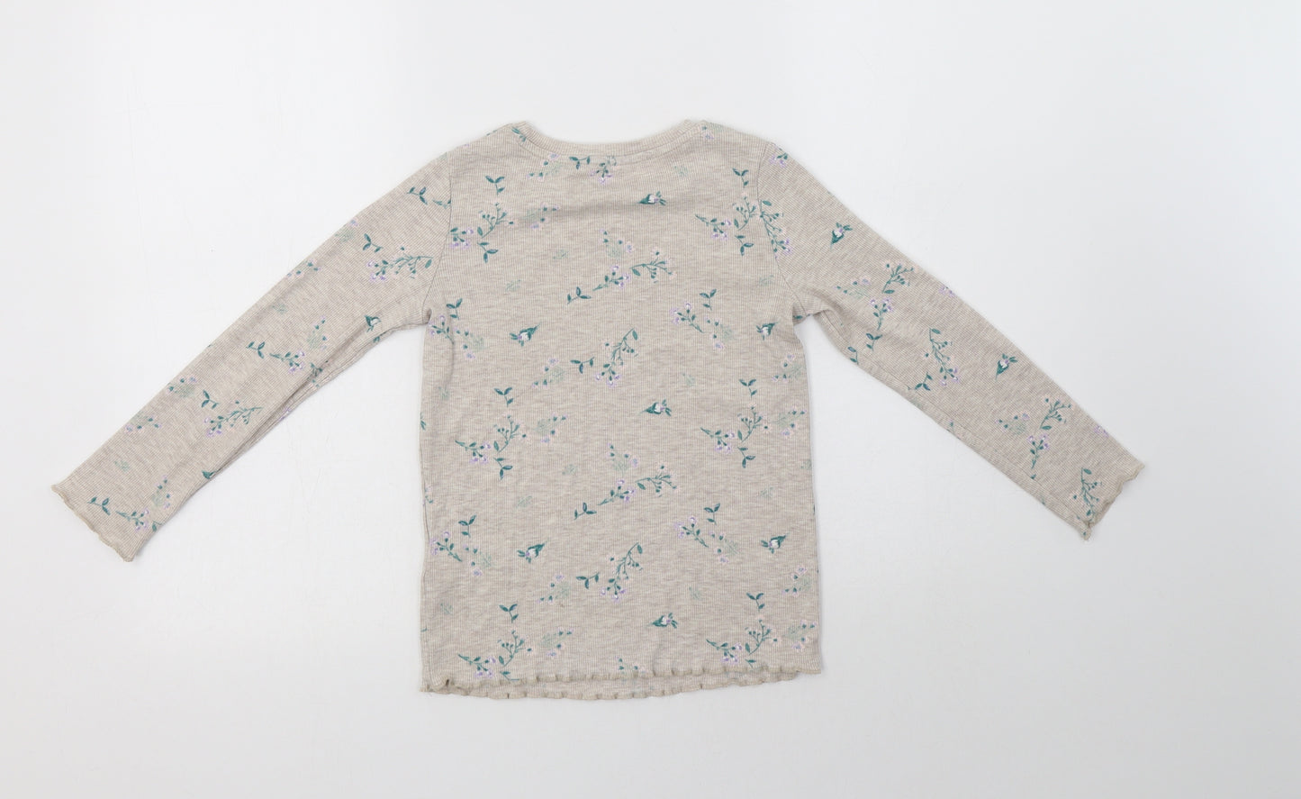 George Girls Beige Floral Cotton Top Pyjama Top Size 5-6 Years