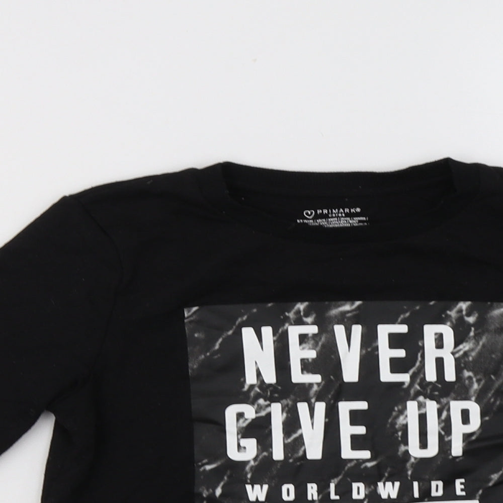 Primark Boys Black  Cotton Pullover Sweatshirt Size 8-9 Years   - Never Give Up