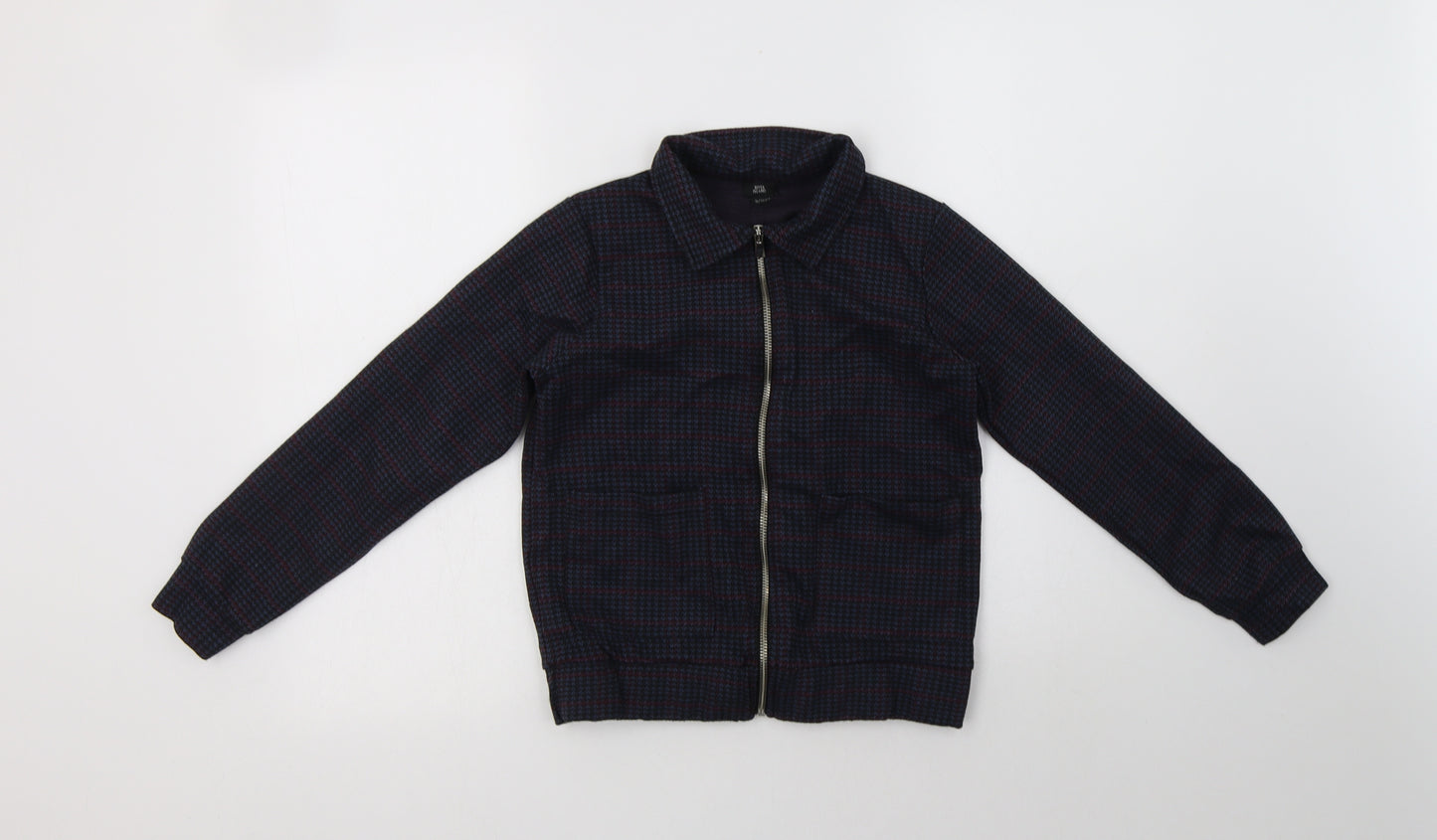 River Island Boys Blue Houndstooth  Basic Jacket Jacket Size 9-10 Years  Zip