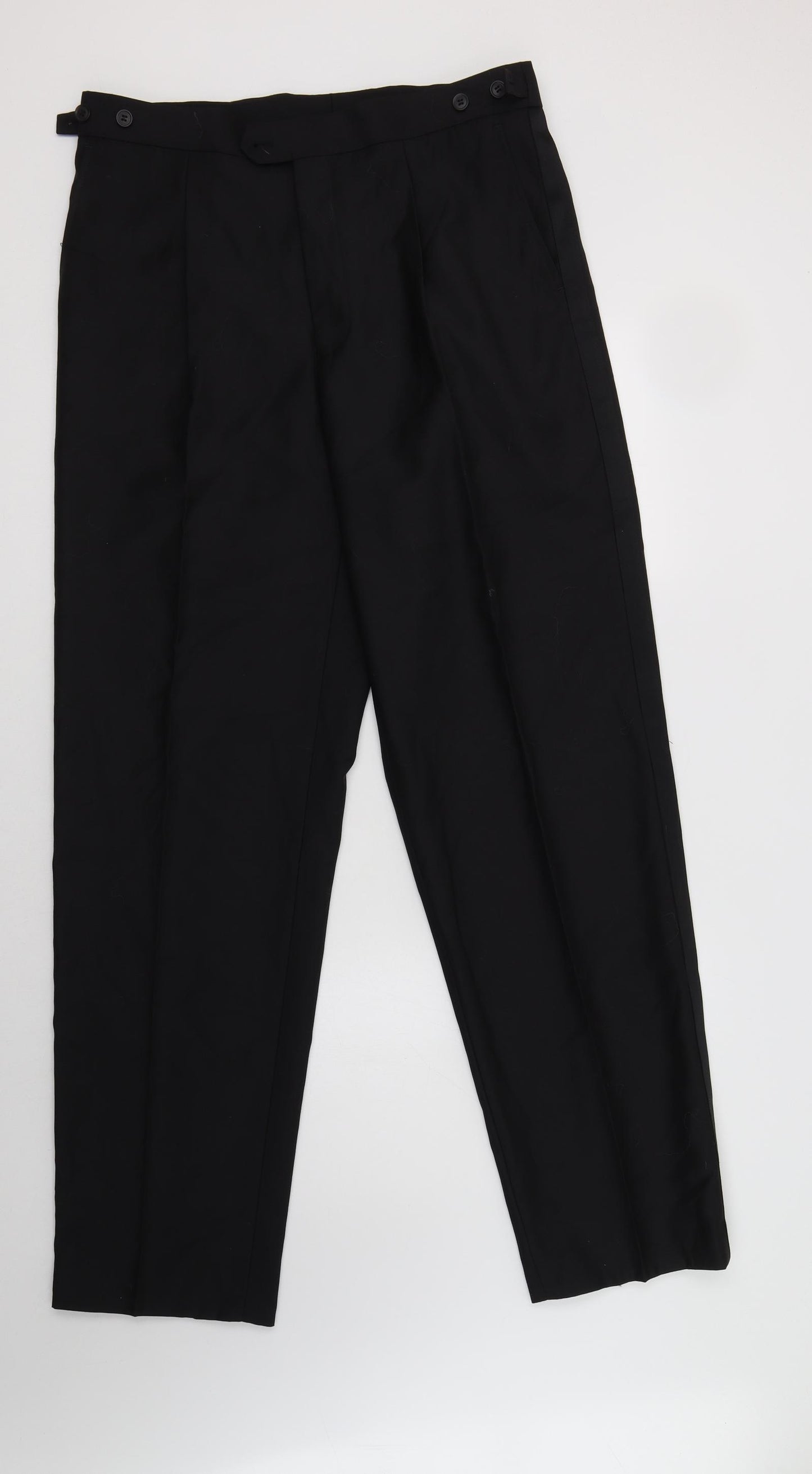 Scott & Taylor Mens Black  Wool Dress Pants Trousers Size 34 L34 in Regular Button