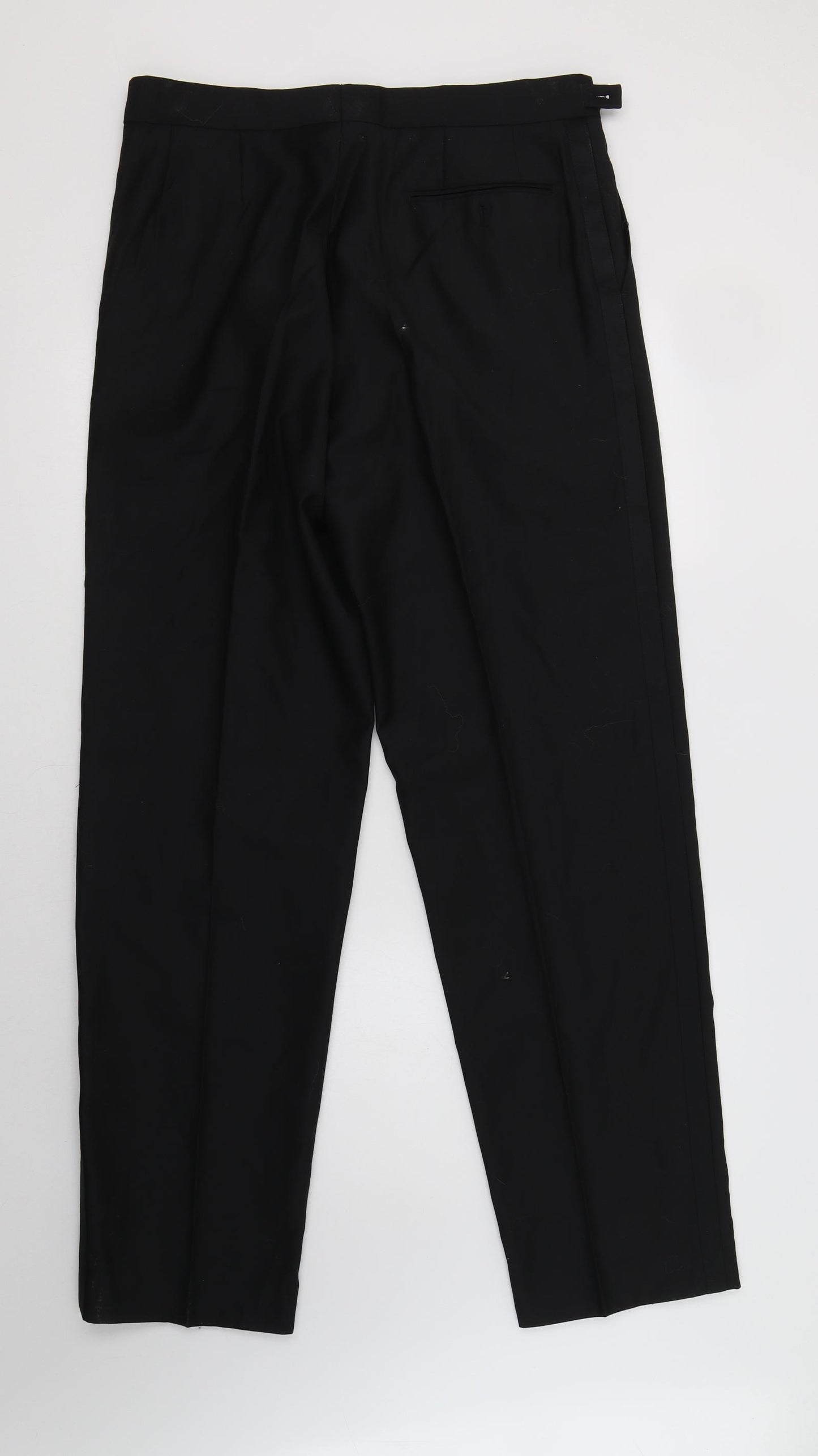 Scott & Taylor Mens Black  Wool Dress Pants Trousers Size 34 L34 in Regular Button