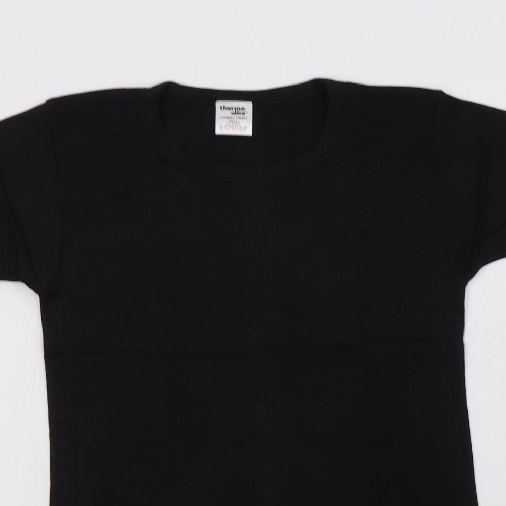 Thermo Ultra Womens Black  Cotton Basic T-Shirt Size S Crew Neck