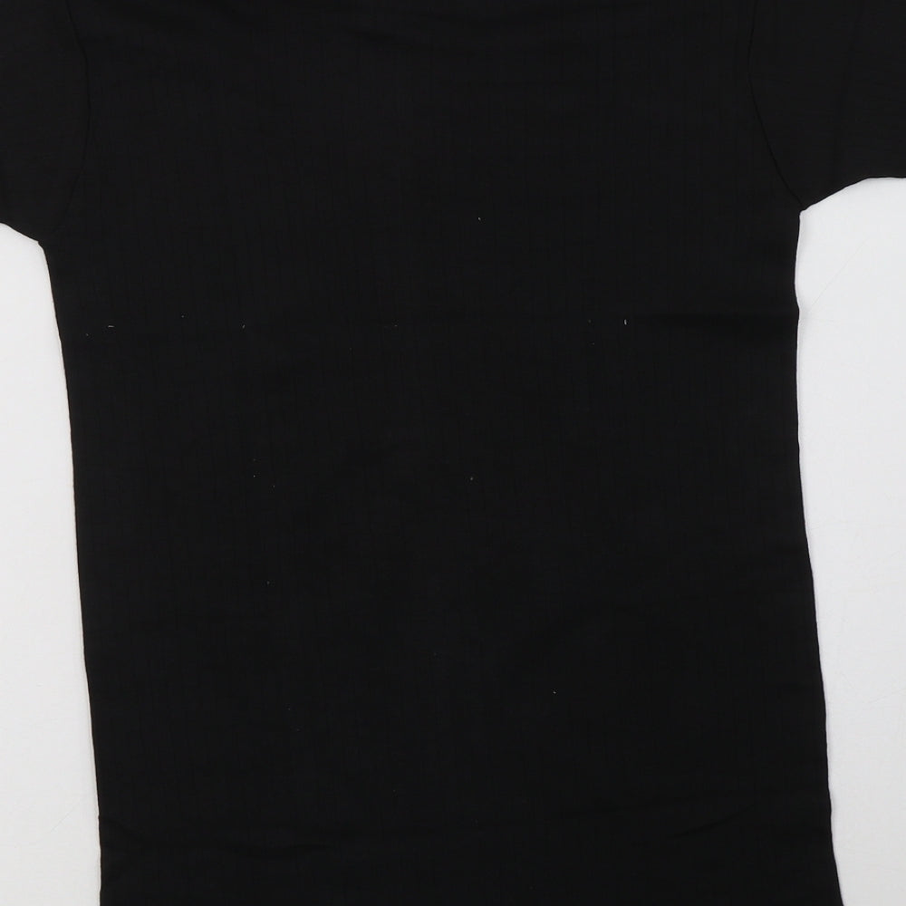 Thermo Ultra Womens Black  Cotton Basic T-Shirt Size S Crew Neck