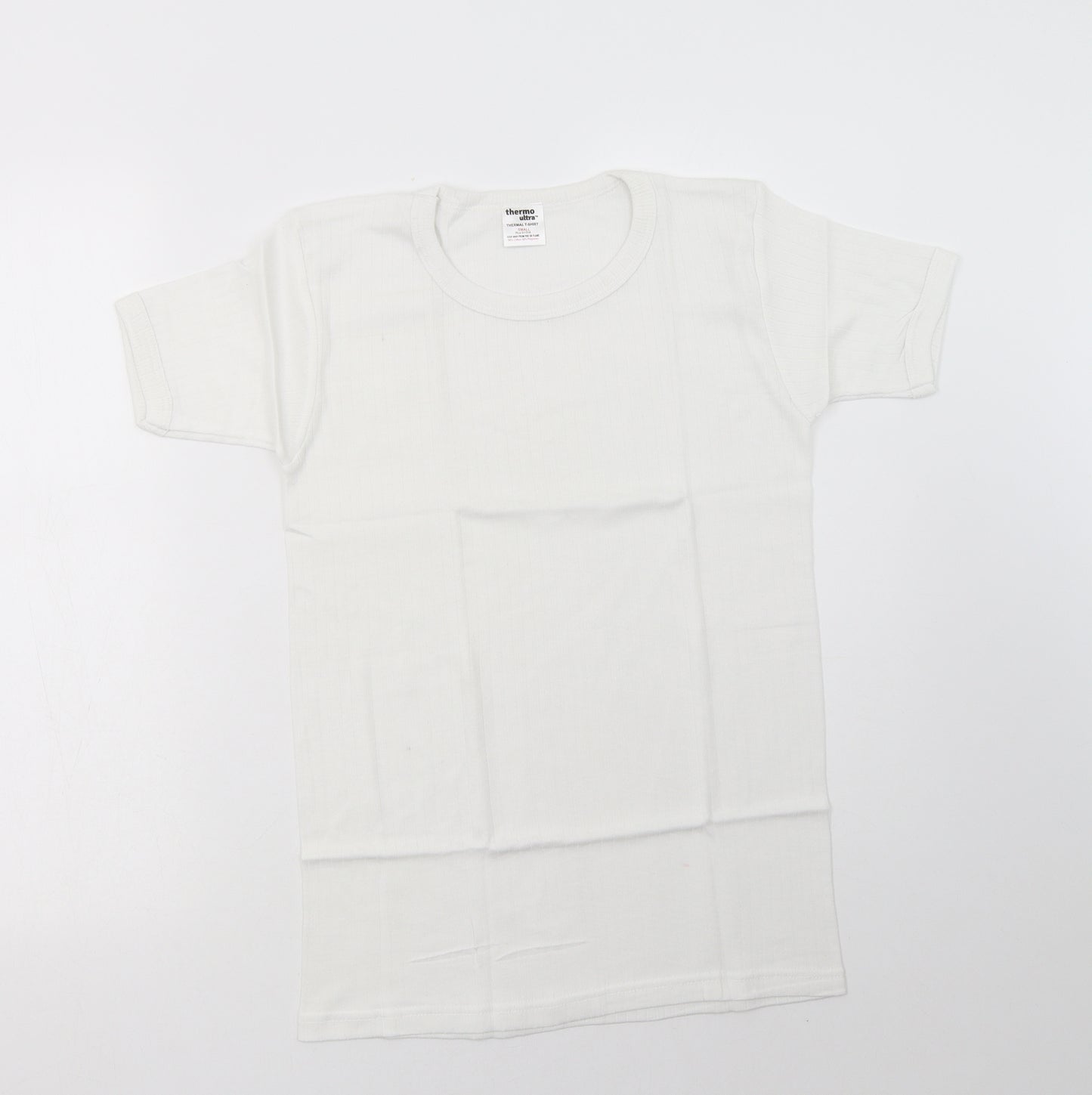 Thermo Ultra Womens White  Cotton Basic T-Shirt Size S Crew Neck