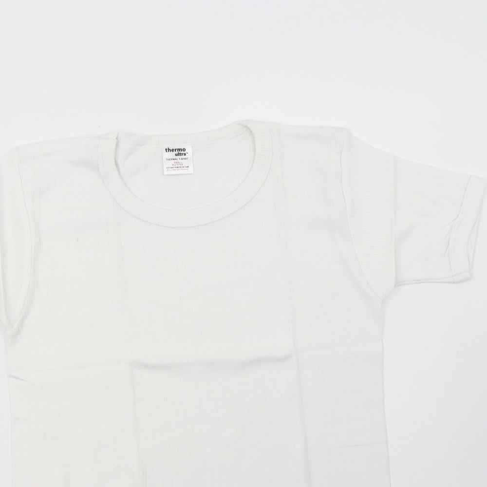 Thermo Ultra Womens White  Cotton Basic T-Shirt Size S Crew Neck