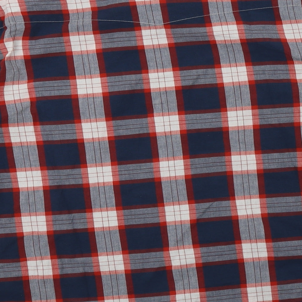Lee Cooper Mens Blue Check Cotton  Button-Up Size XL Collared Snap