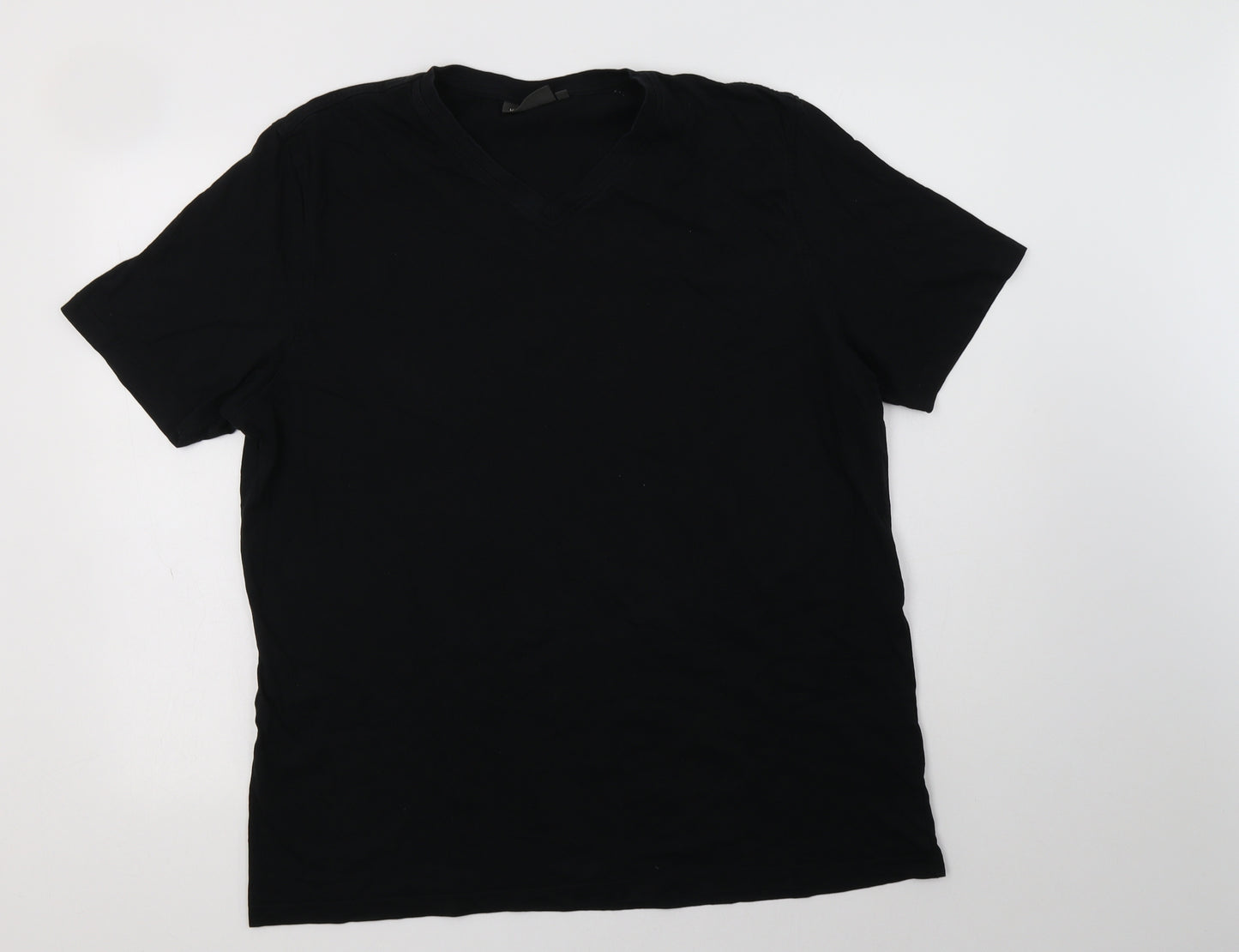 Kitaro Mens Black  Cotton  T-Shirt Size 2XL V-Neck
