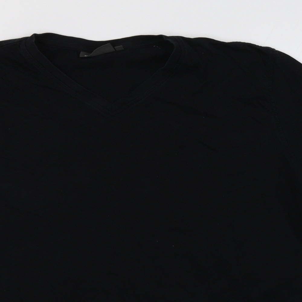 Kitaro Mens Black  Cotton  T-Shirt Size 2XL V-Neck