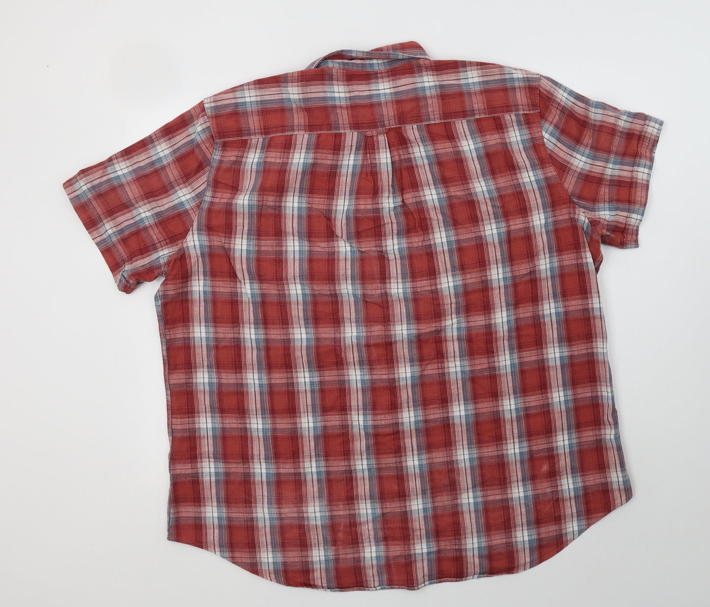 NEXT Mens Red Check Cotton  Button-Up Size 2XL Collared Button