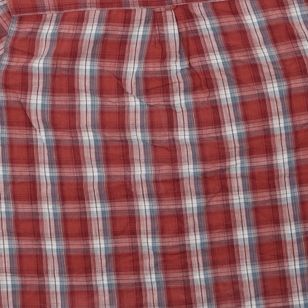 NEXT Mens Red Check Cotton  Button-Up Size 2XL Collared Button