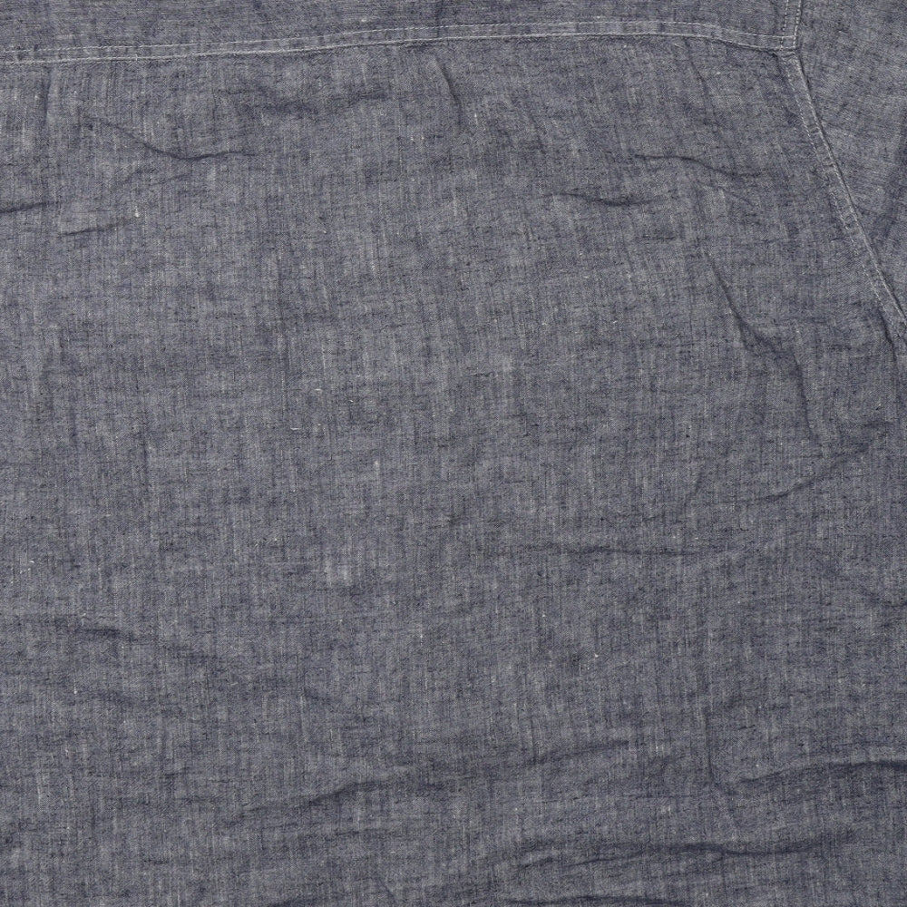 JACK & JONES Mens Blue  Linen  Button-Up Size 2XL Collared Button