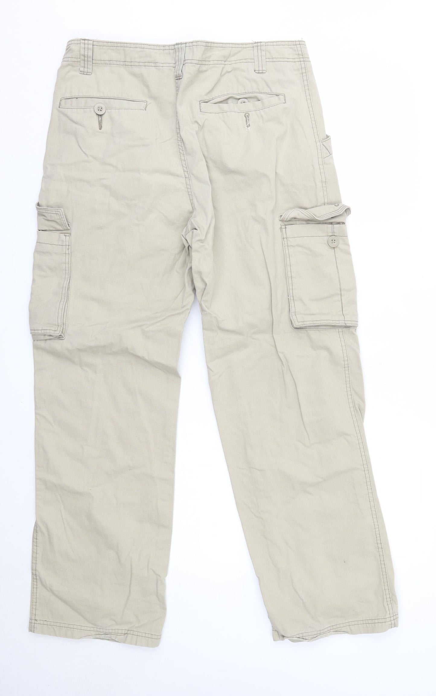George Mens Beige  Cotton Cargo Trousers Size 34 in L31 in Regular