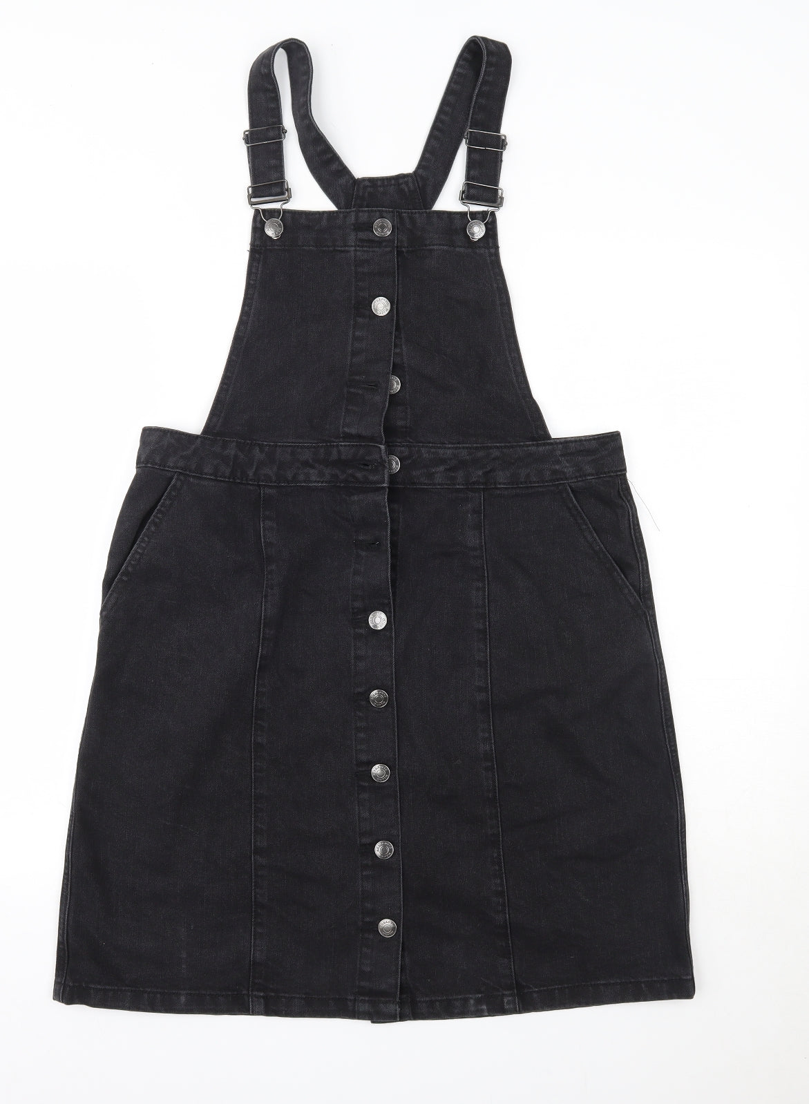 Matalan Womens Grey  Cotton Pinafore/Dungaree Dress  Size 14  Square Neck