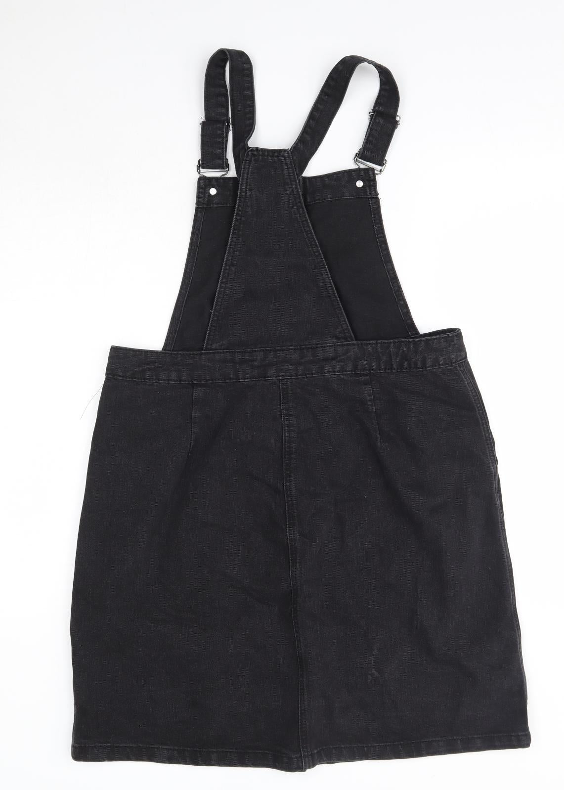 Matalan Womens Grey  Cotton Pinafore/Dungaree Dress  Size 14  Square Neck