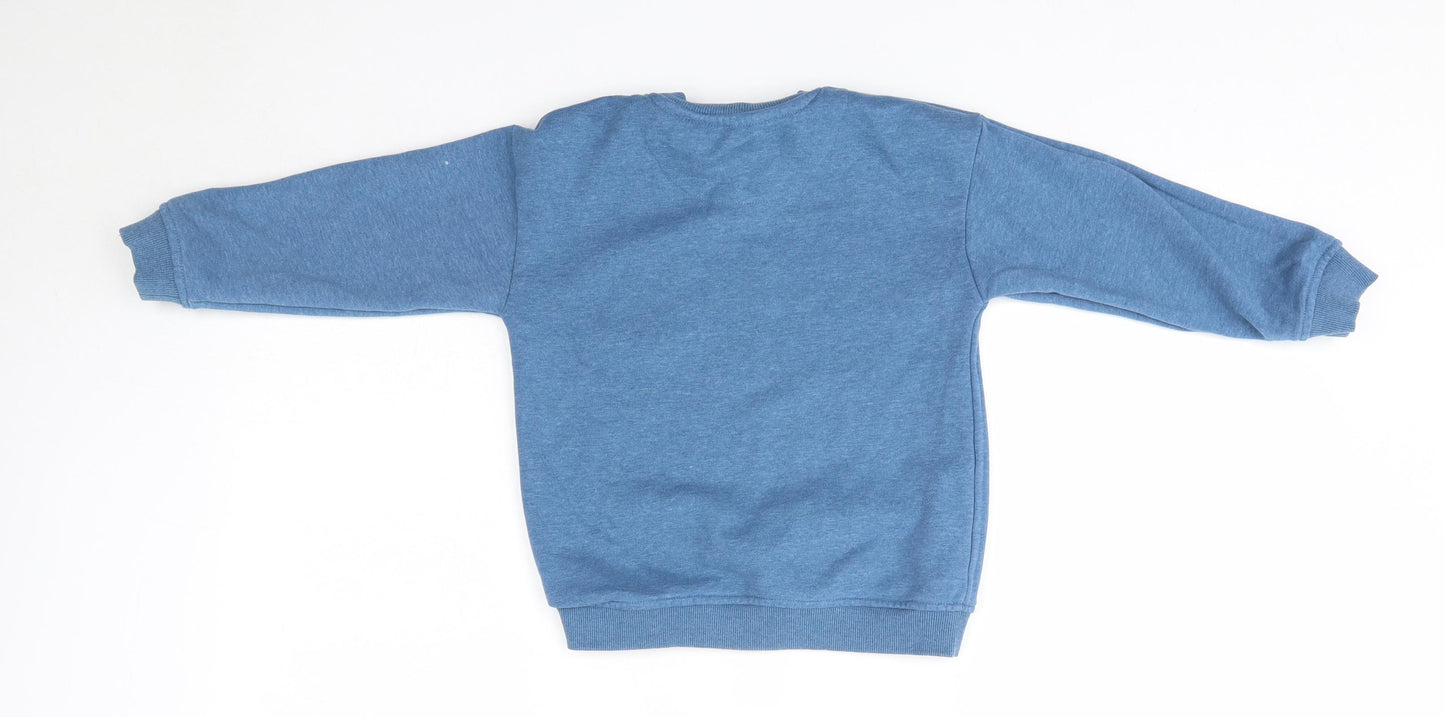 Nutmeg Boys Blue Round Neck  Cotton Pullover Jumper Size 5-6 Years