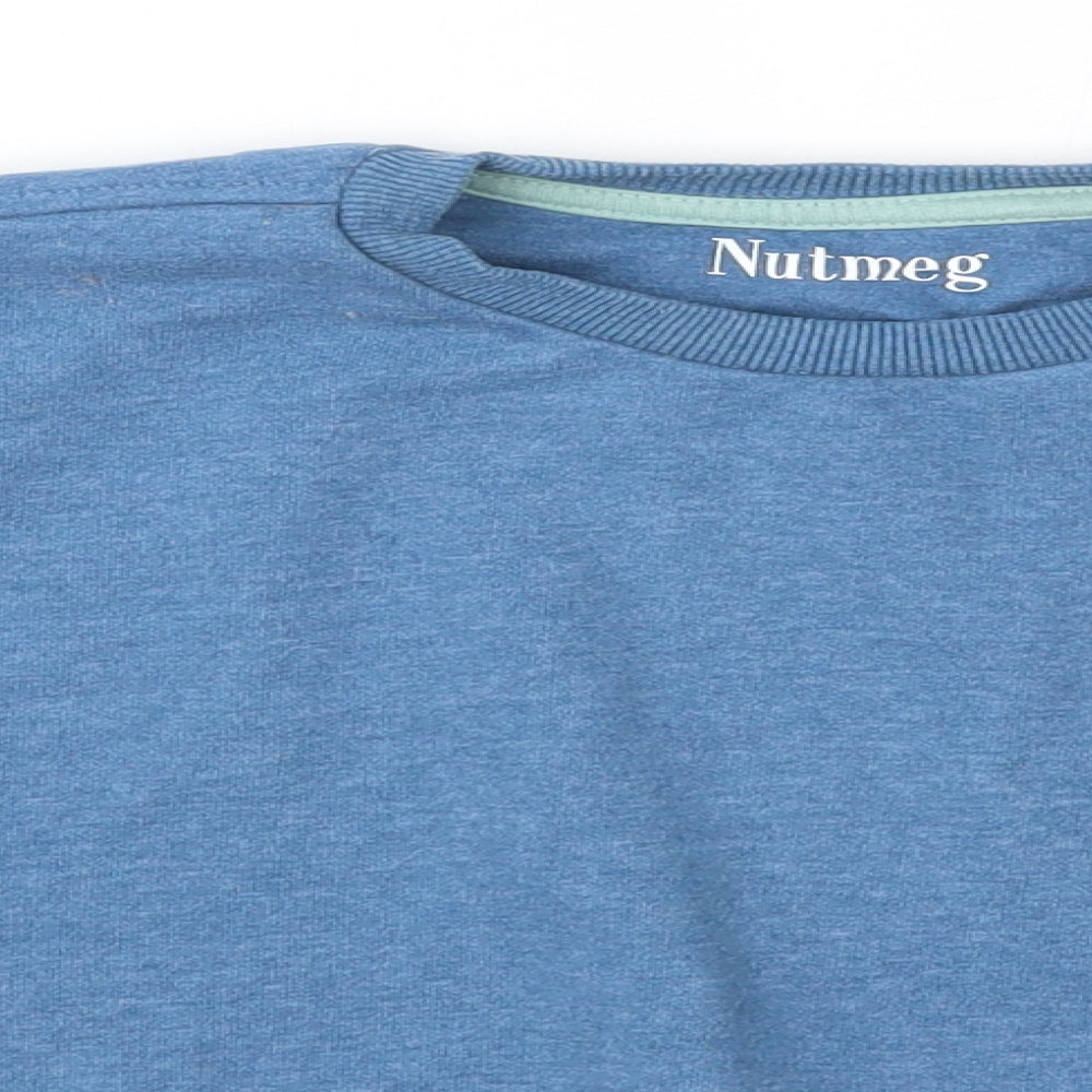 Nutmeg Boys Blue Round Neck  Cotton Pullover Jumper Size 5-6 Years