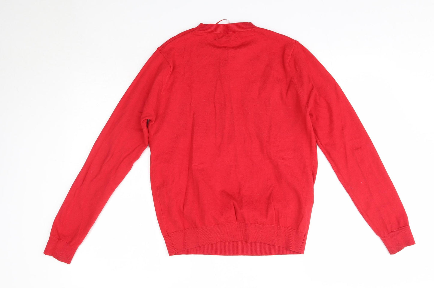 New Look Womens Red Round Neck  Viscose Pullover Jumper Size 8   - Christmas Elf