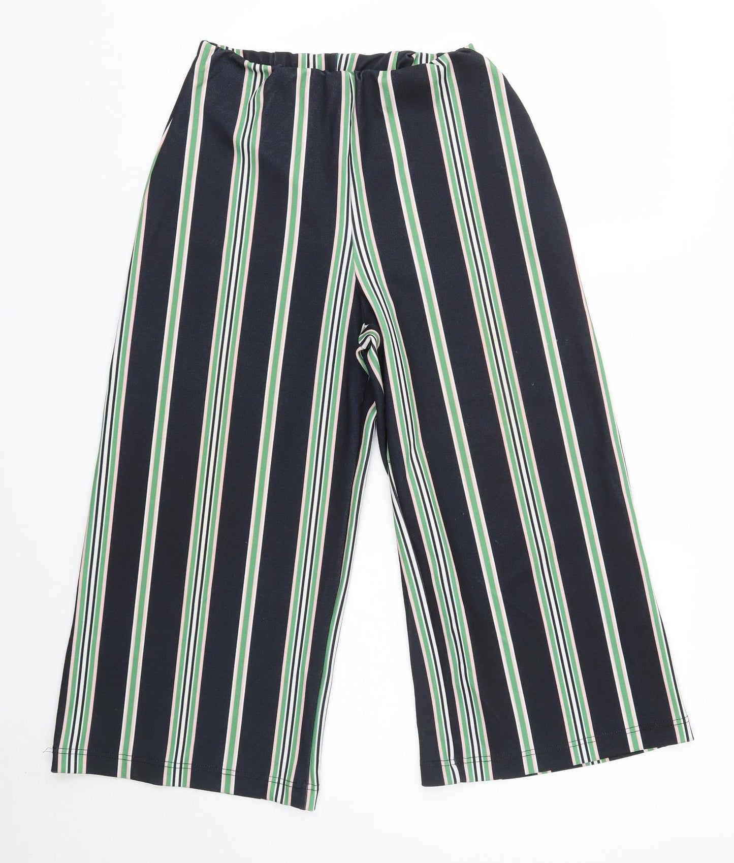 New Look Womens Multicoloured Striped Polyester Cropped Trousers Size 10 L21 in Regular