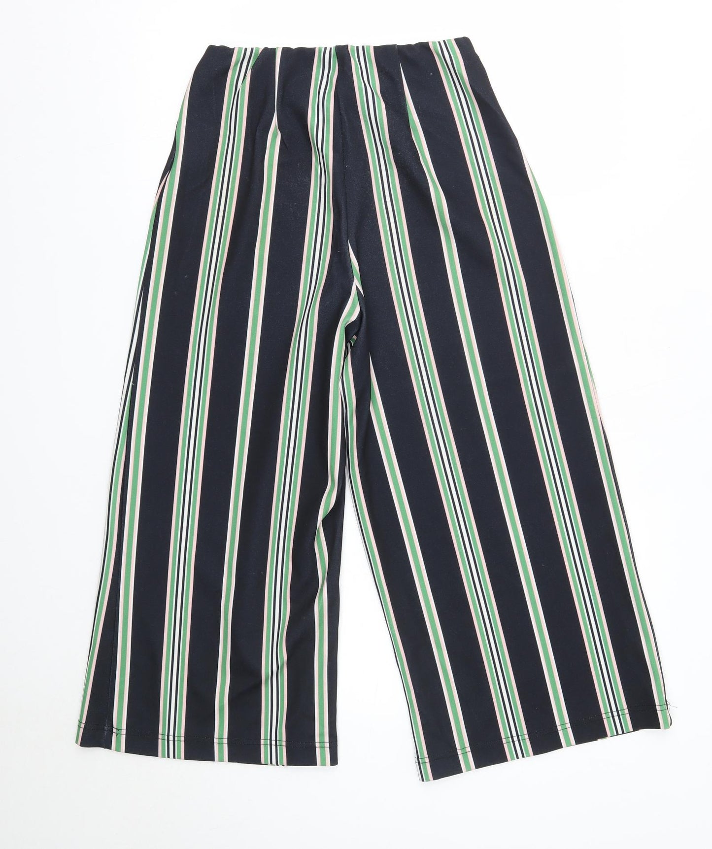 New Look Womens Multicoloured Striped Polyester Cropped Trousers Size 10 L21 in Regular