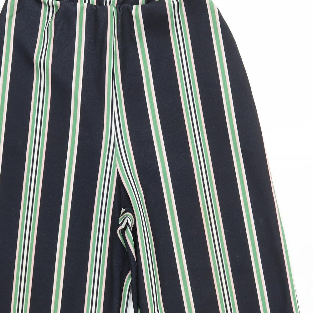 New Look Womens Multicoloured Striped Polyester Cropped Trousers Size 10 L21 in Regular