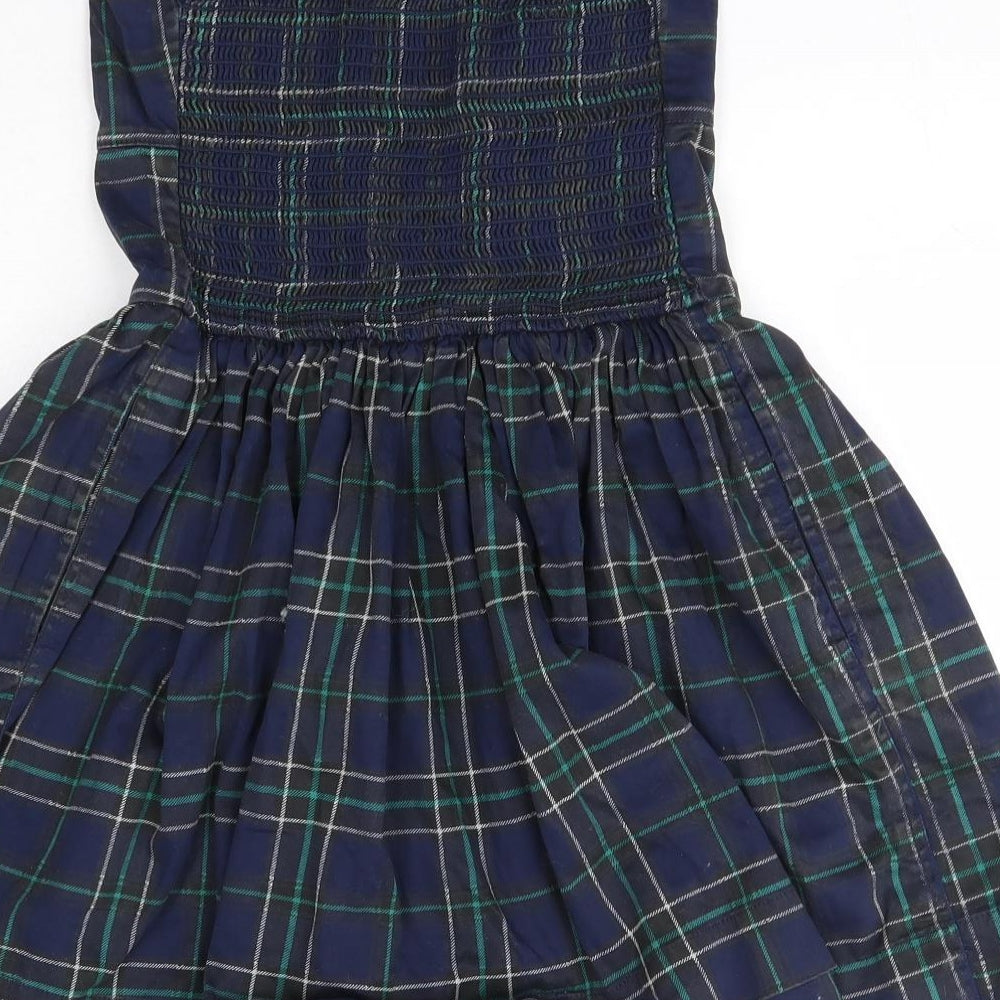 Superdry Womens Blue Check 100% Cotton Mini  Size S  Off the Shoulder