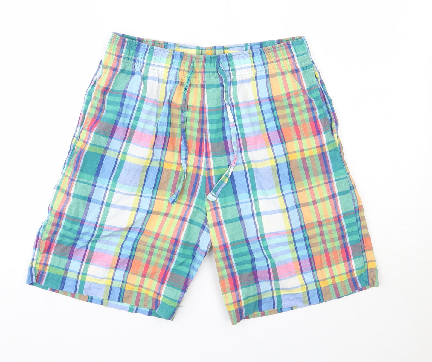 F&F Mens Multicoloured Check Cotton Sweat Shorts Size M  Regular