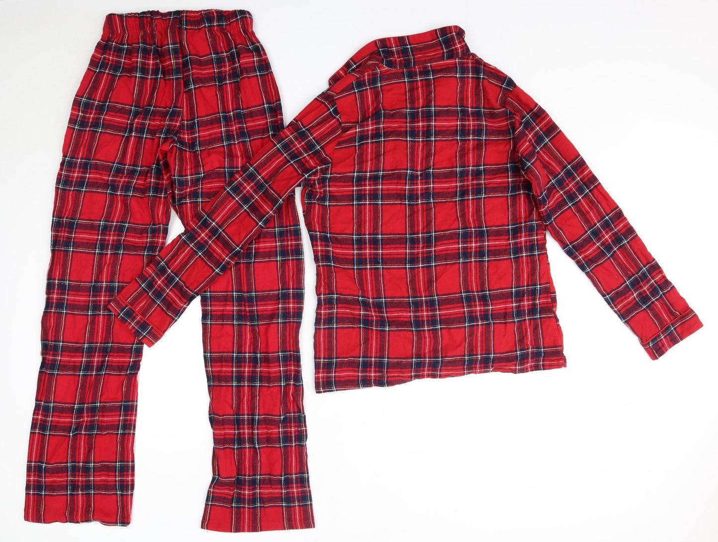 Primark Womens Red Check 100% Cotton Top Pyjama Set Size S