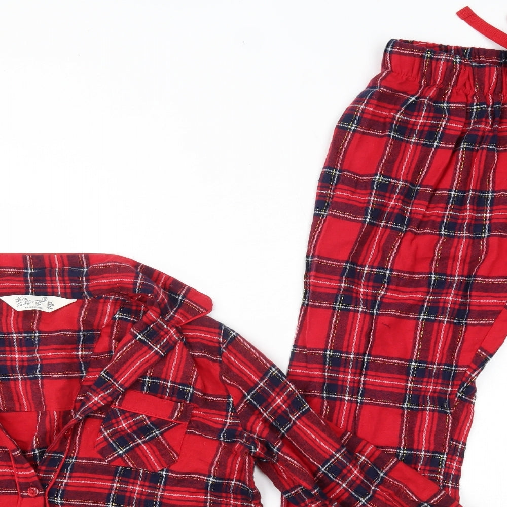 Primark Womens Red Check 100% Cotton Top Pyjama Set Size S